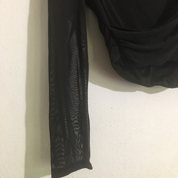 ShineStar Cropped Sheer Faux Wrap Blouse: Size Medium - Picture 4 of 8